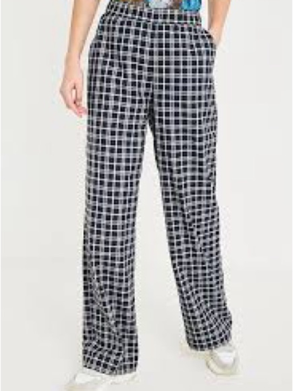 Urban Outfitters Black & White Plaid Straight Leg Pants